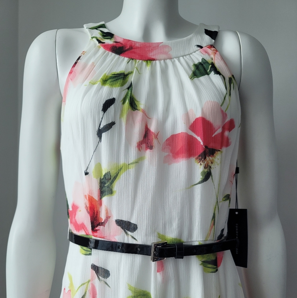 NWT Tommy Hilfiger Floral Chiffon Dress Sz 2 - Picture 6 of 15
